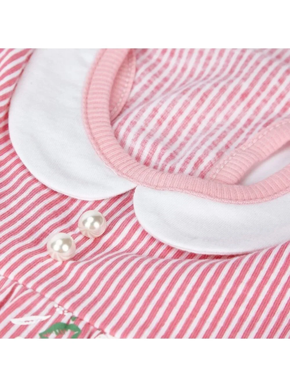 Floral Pink Stripe Dog Dress with Peter Pan Collar, 16